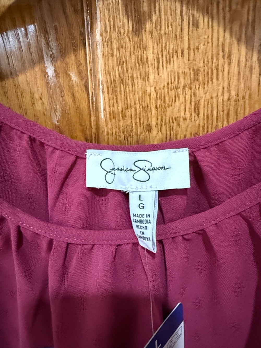 Jessica Simpson Raspberry Smocked-Yoke Blouse - Picture 2 of 5